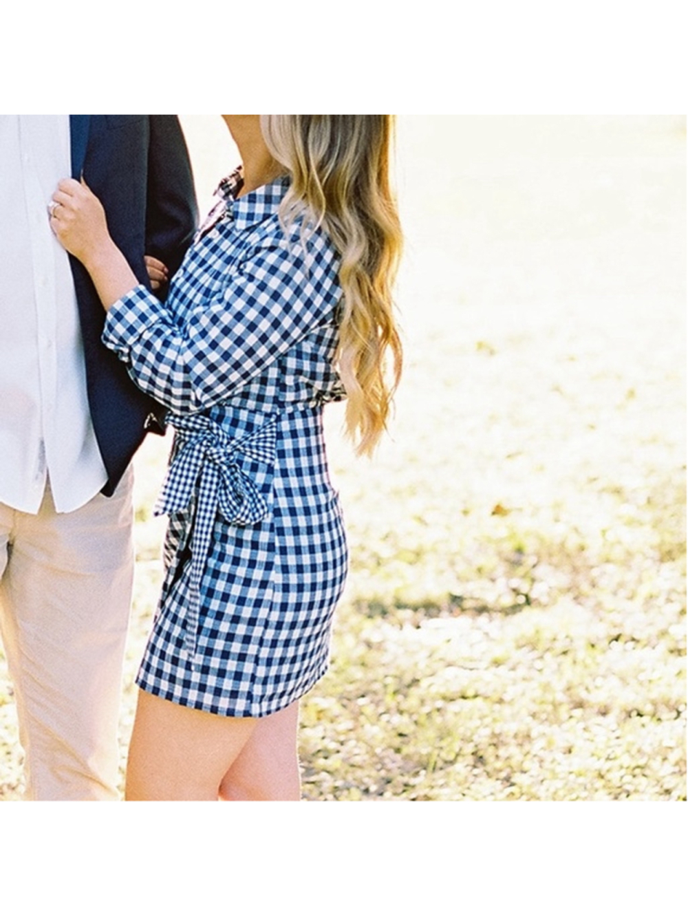 L'Academie by Revolve "The Esme" Gingham Mini Dress Women’s Size XS Blue/White